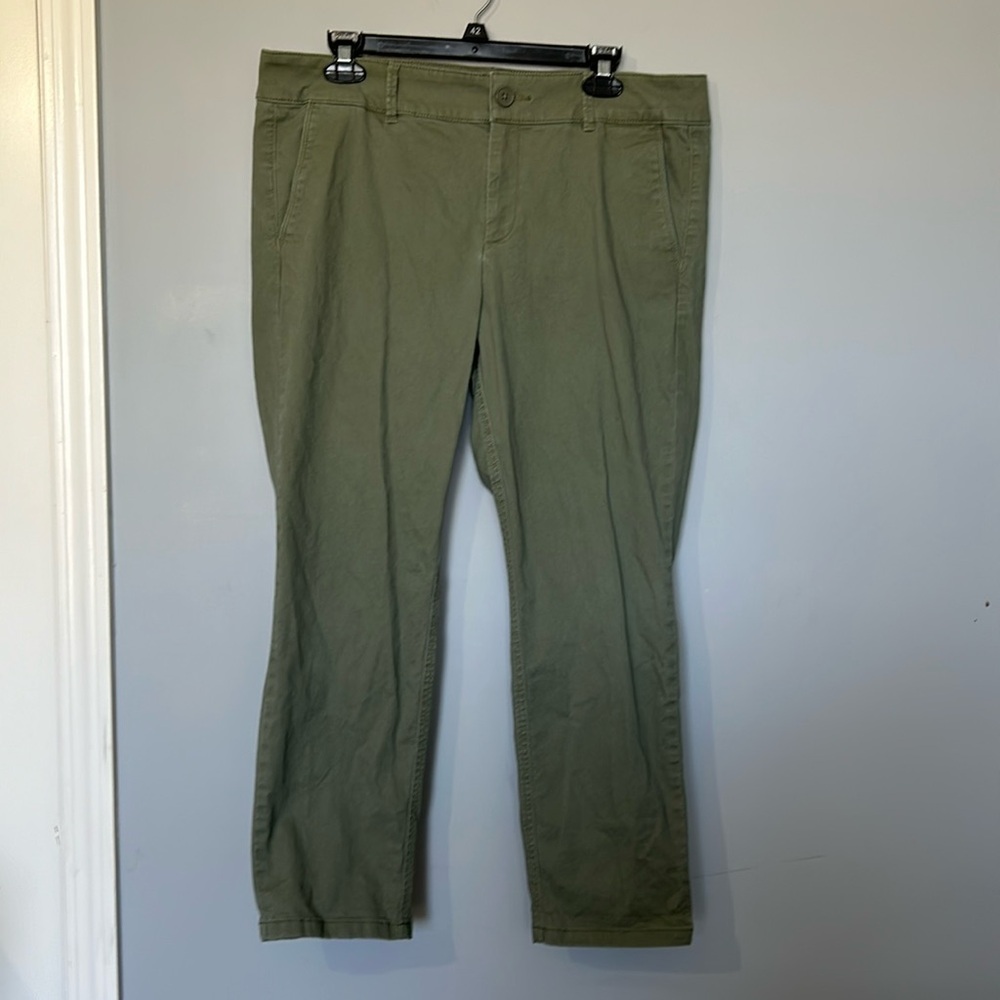 Loft Outlet light olive green girlfriend chino pants size 14P great condition